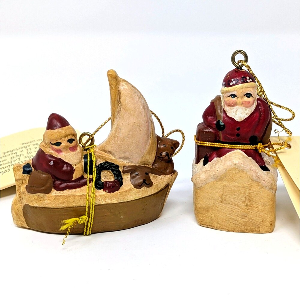 Vtg Klaus Wickl Lefever SINTERKLAAS Santa Sailboat & Chimney Ornaments Lot